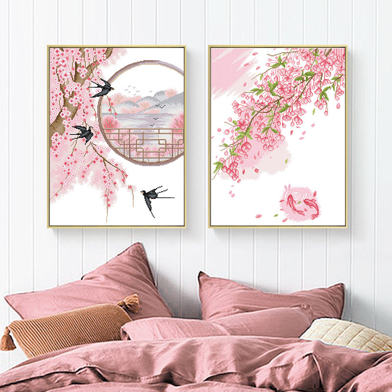 十字绣小幅客厅2020新款线绣十里桃花自己手工十字绣套件