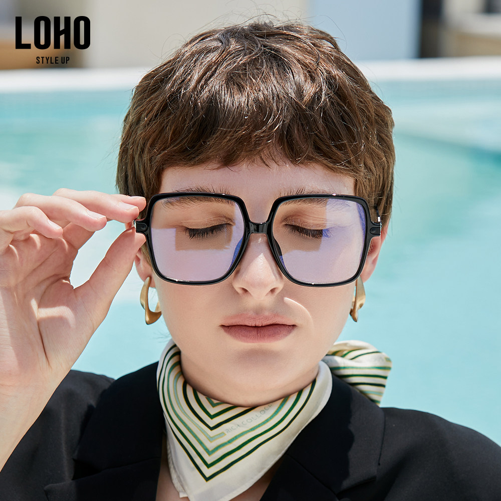 loho超轻镜架防辐射oversize简约约可近视黑框眼镜眼镜架