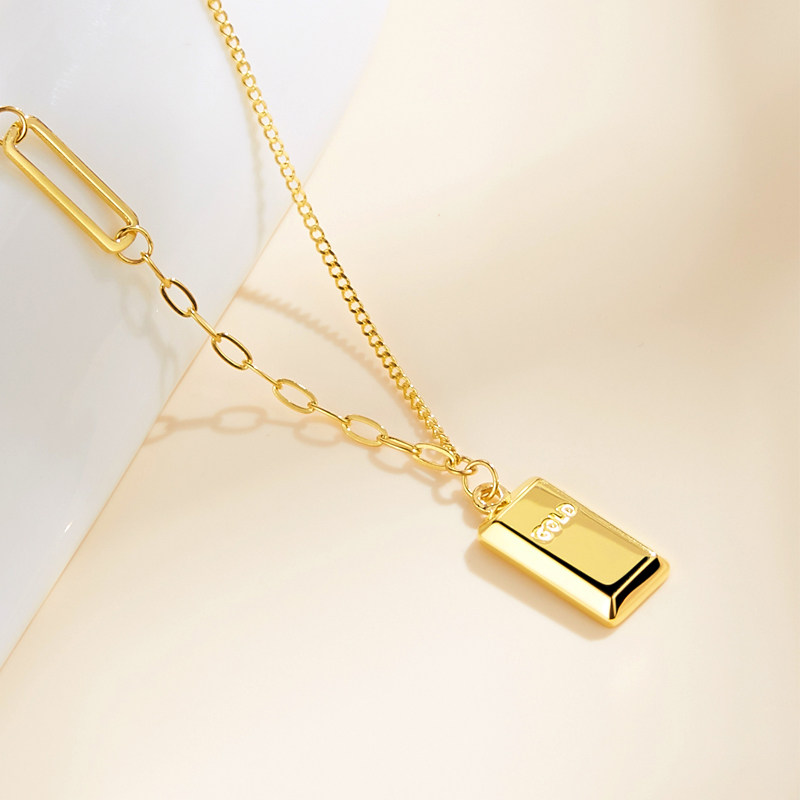源盛福新新款足金5g实心金砖黄金项链正品颈饰