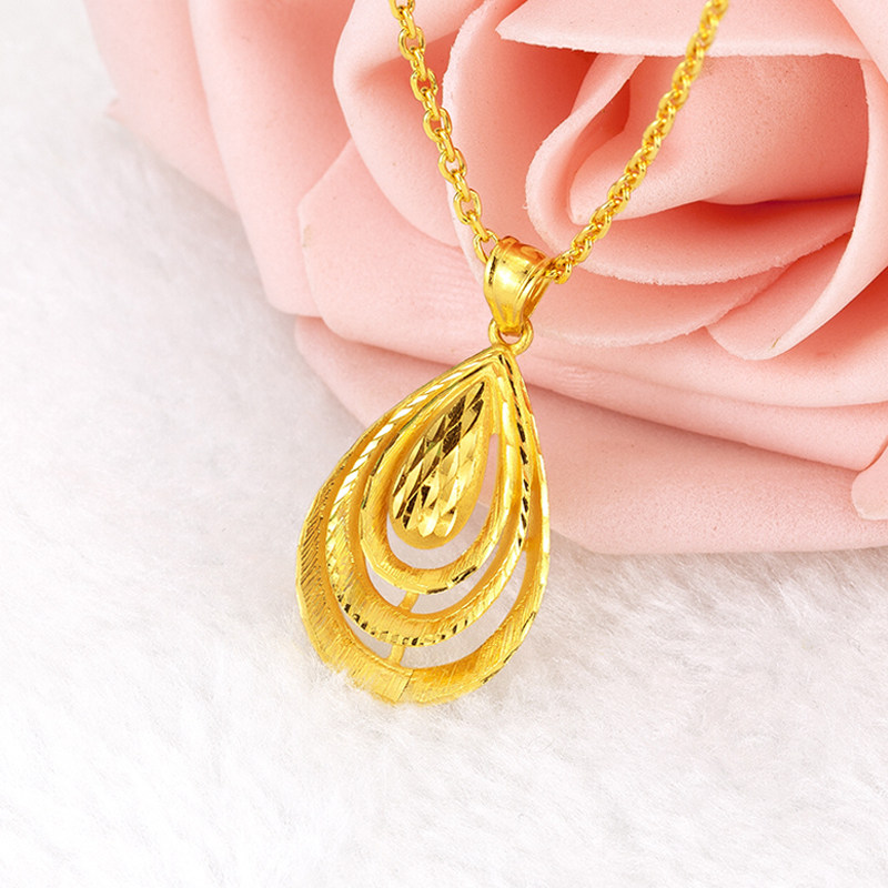 新品源盛足金精品时尚凤尾黄金吊坠24k女款颈饰