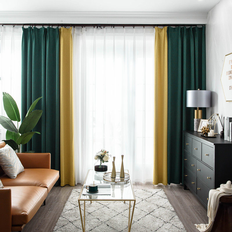 定制轻奢奢风加厚遮光窗帘北欧简约客厅棉麻定制窗帘