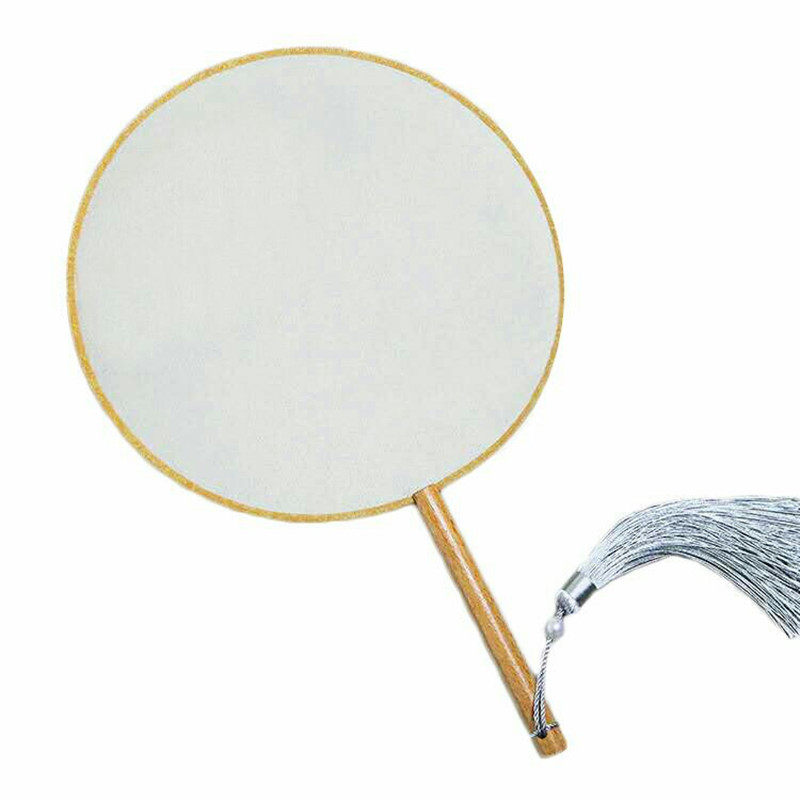 复古色熟绢工笔手绘画扇空白团扇真丝扇子国画古典圆形宫扇