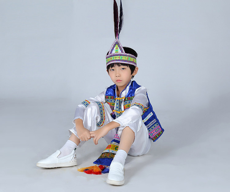 高山族儿童演出服2017新款男童少数民族服装服饰舞蹈儿童演出服