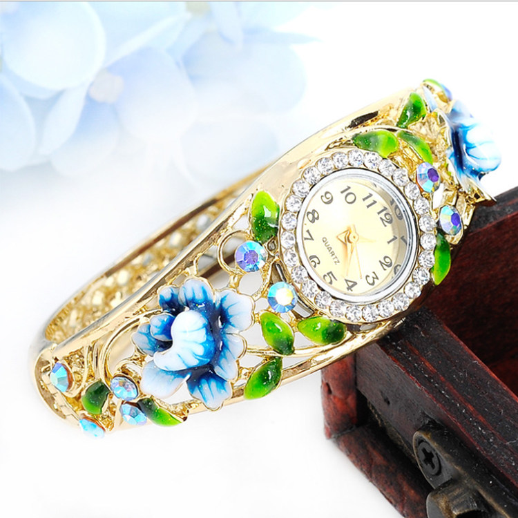 北京正宗景泰蓝手镯手表女流行款高档镶钻民族风饰品现货包邮女