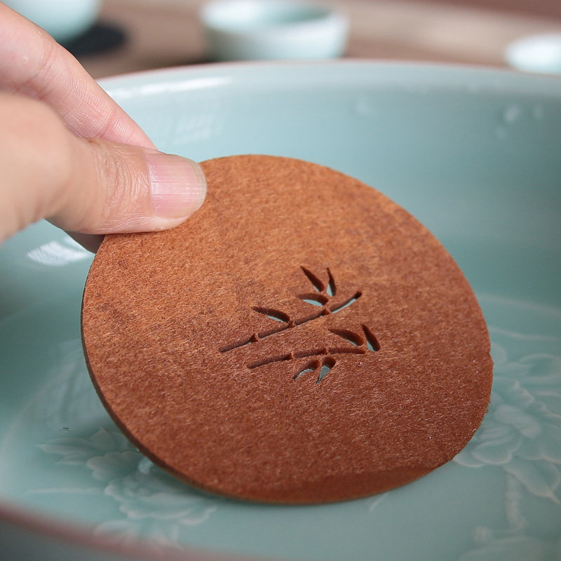 杯垫创意意中国风吸水隔热垫壶镂空简约毛毡杯垫