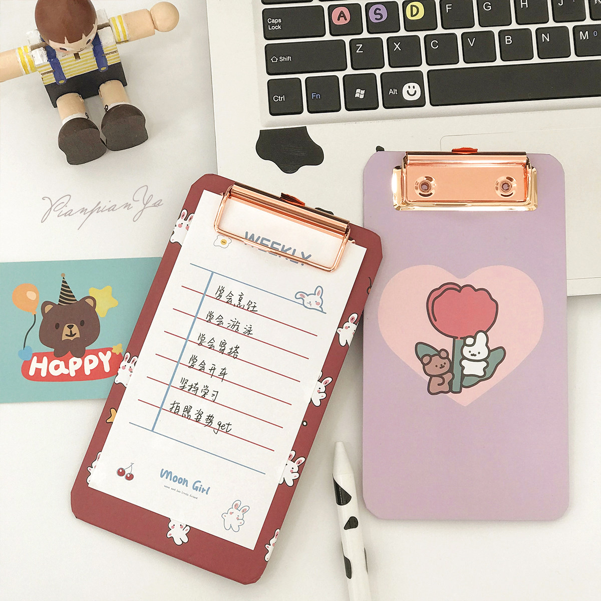 片片创意可爱粘性便签本夹板卡通学生备忘录小本便签本