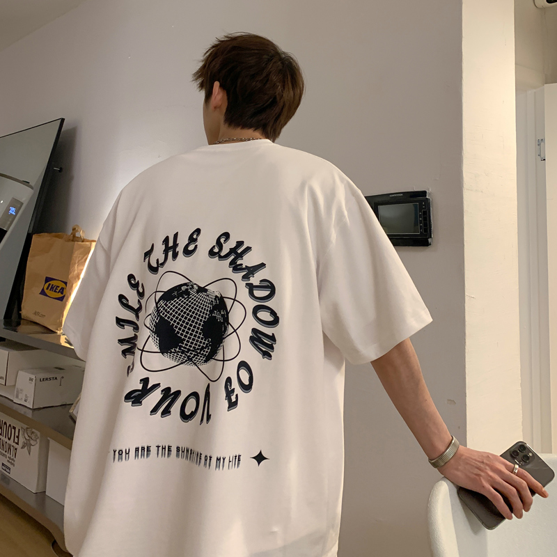 短袖t恤男夏季薄款潮牌设计感小众纯棉ins港风宽松百搭半袖体恤男