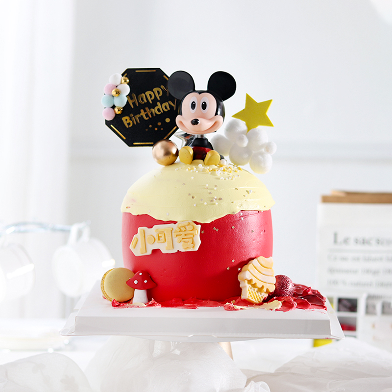 儿童节宝宝一周周岁坐姿鼠宝宝生肖小老鼠蛋糕装饰节日装扮用品
