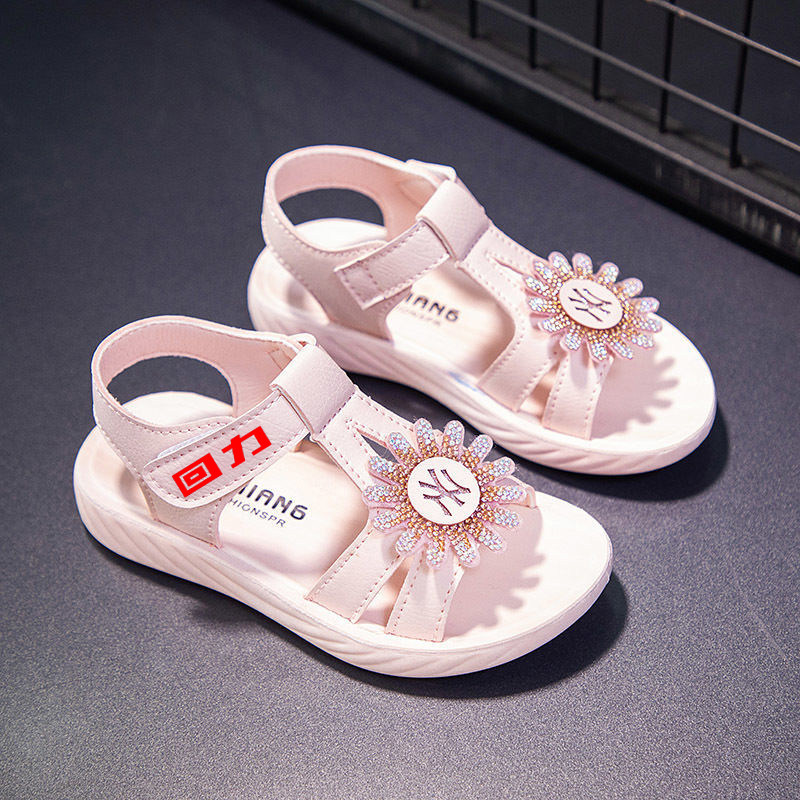 回力童鞋儿童凉鞋女2021新款夏季小公主软底时尚女孩鞋水晶魔术贴