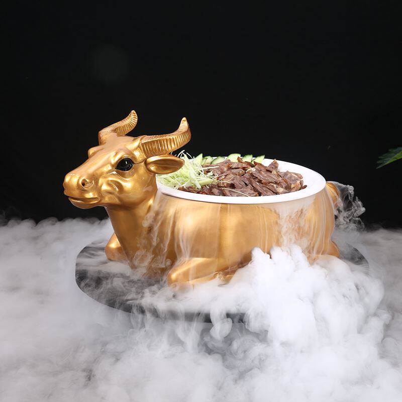 餐盘陶瓷创意牛肉盘子酒精加热酒店干冰餐具餐火锅店网红菜盘套装