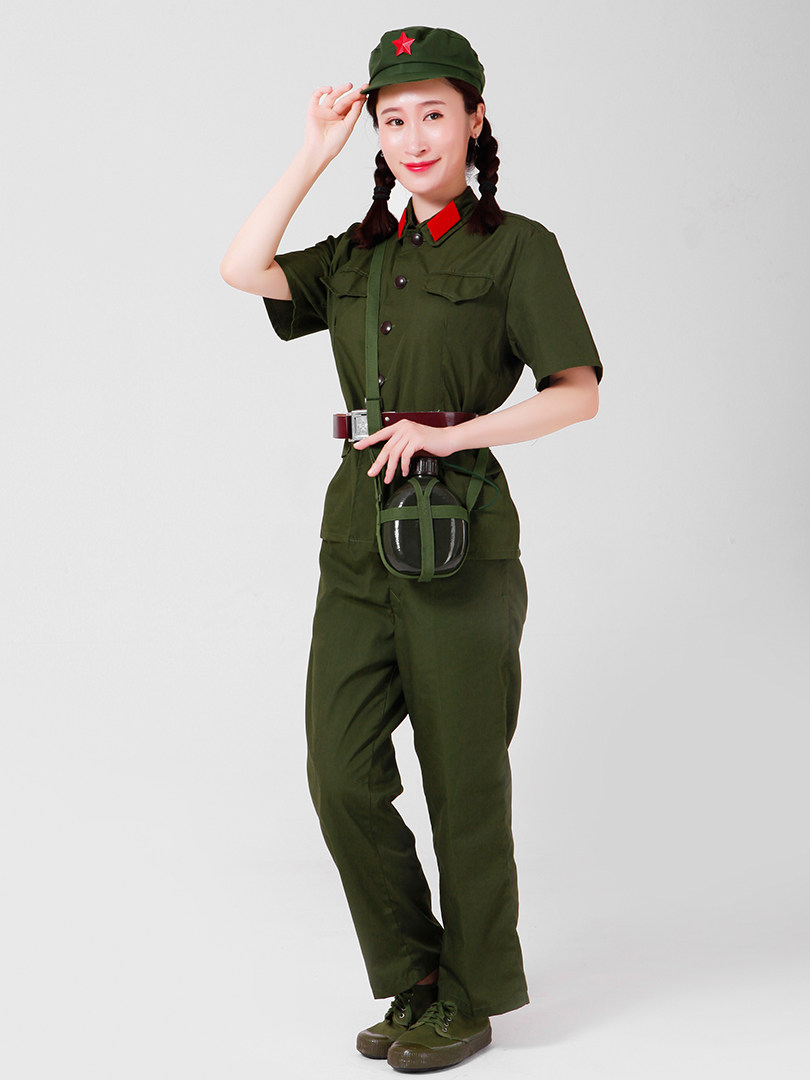 成人八路军舞台演出套装红军军装表演服装绿军装红卫兵知青合唱服