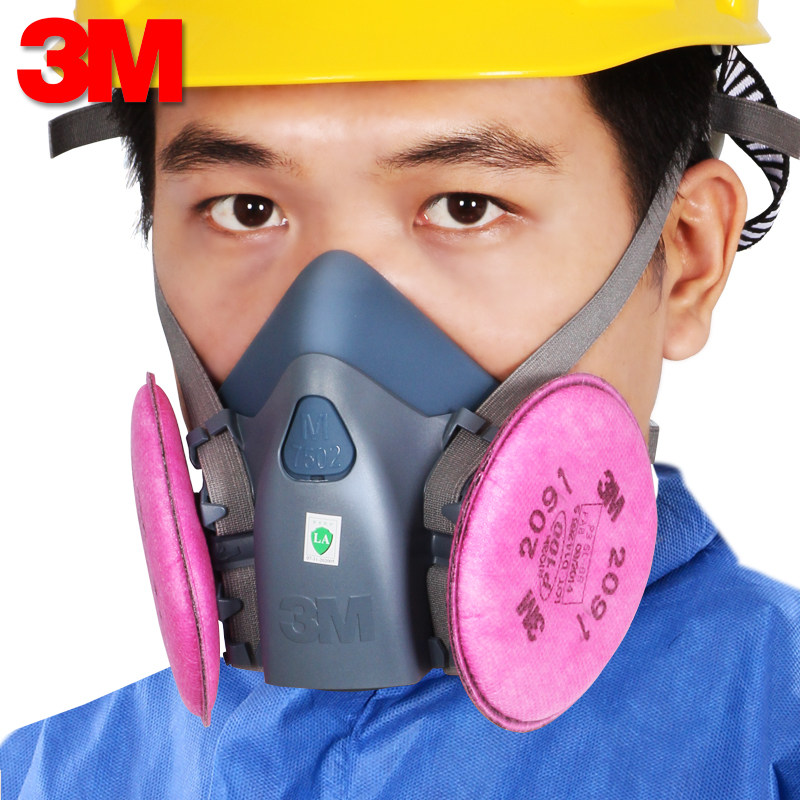 3m7502防尘口覃雾霾工业粉尘口鼻面罩电焊机气味口罩男防尘 灰粉