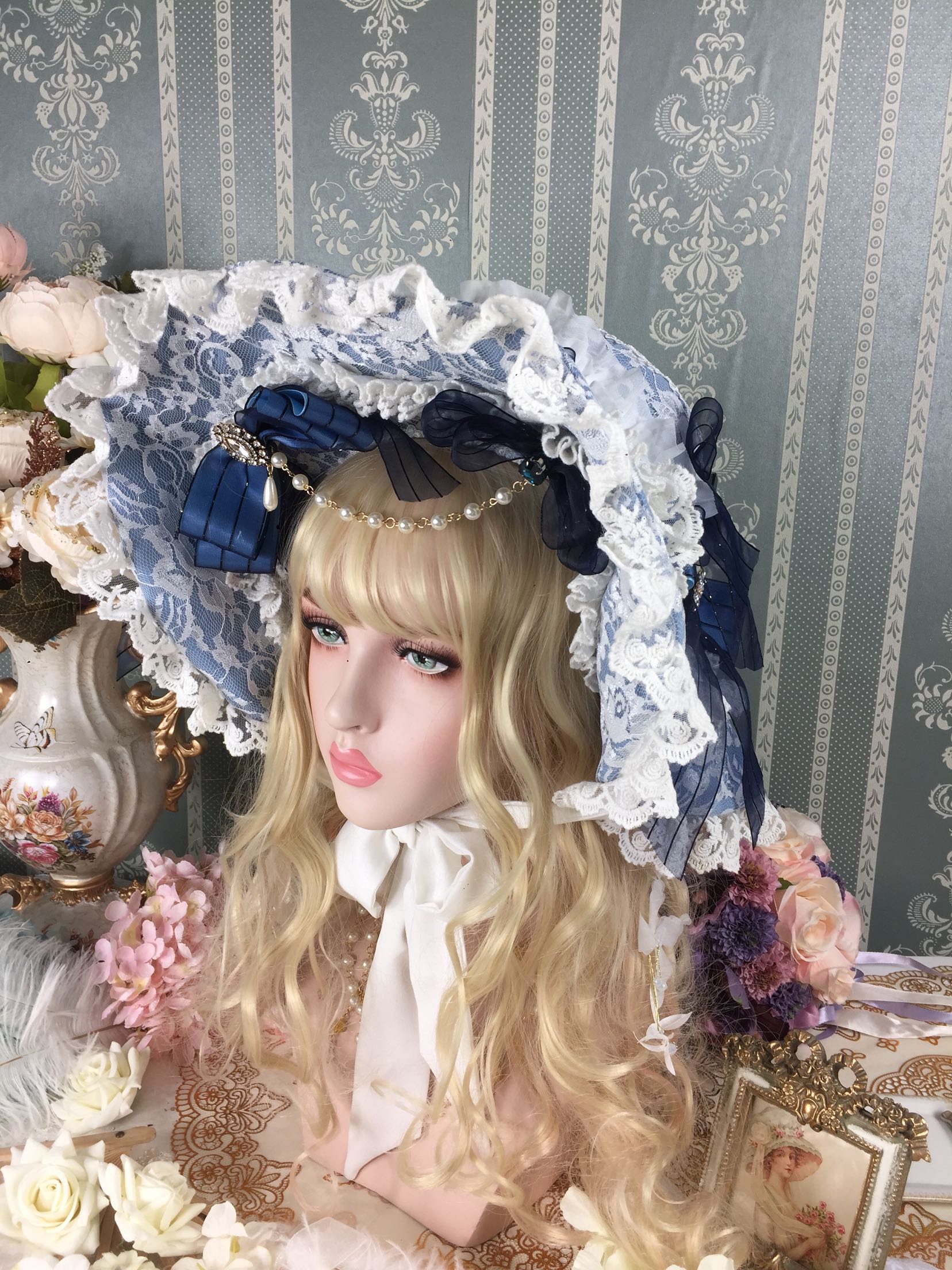 原创一夜物语正品lolita头饰ap茶会坦桑石扁帽lolita洛丽塔配饰小物