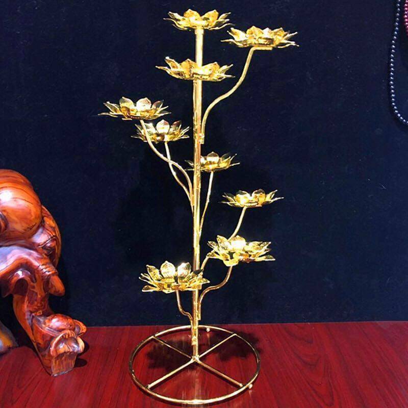 新款供佛九盏九星莲花酥油合金灯架步步高升佛具烛台
