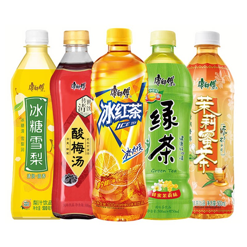 康师傅冰红茶绿茶蜜茶冰糖雪梨酸梅汤500ml1瓶夏日茶饮料