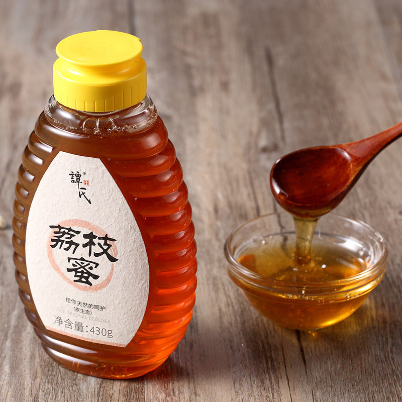 实发3瓶谭氏蜂蜜荔枝蜜3瓶装蜂蜜纯净农家自产土蜂蜜