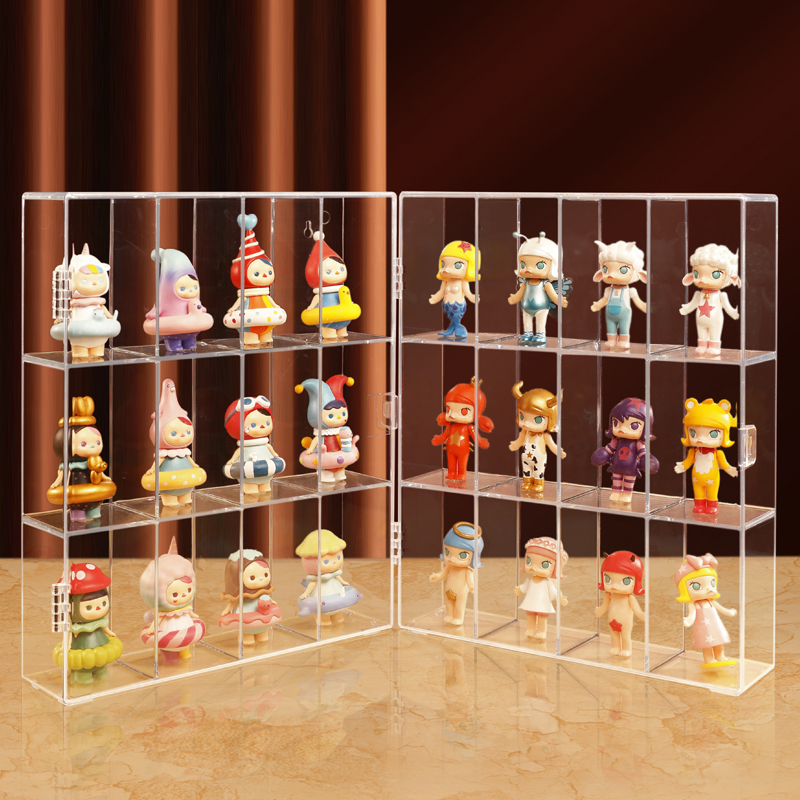收纳盲盒展示架手办泡泡玛特展示亚克力透明防尘公仔手办收纳盒