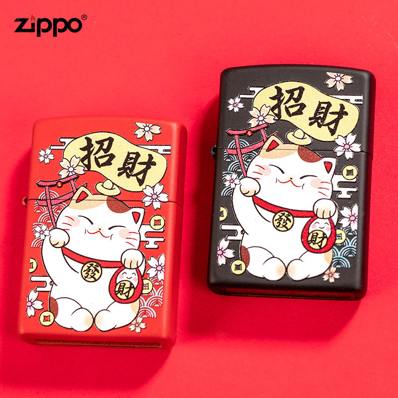 正品zippo打火机正版鼠年zppo原装zipoo男士煤油招财猫zoop限量zp