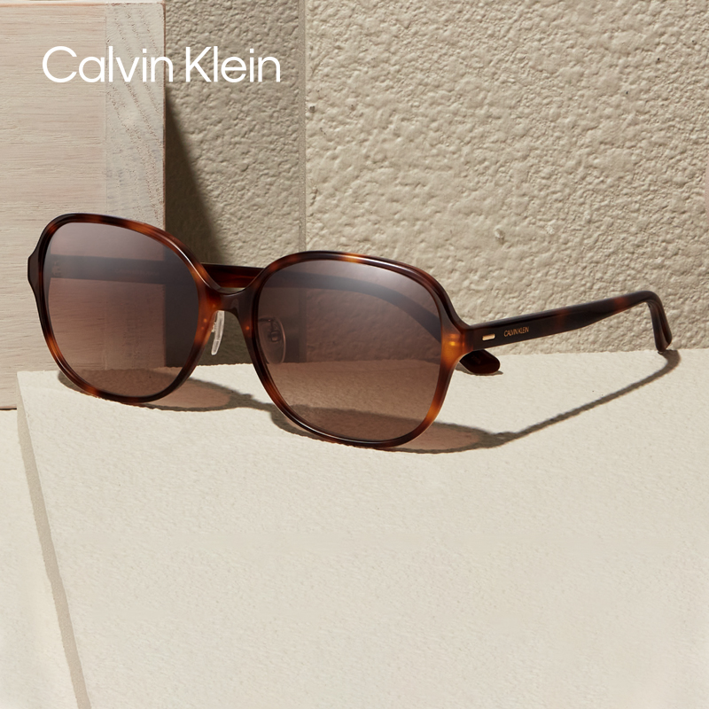 calvinklein品牌太阳镜圆形女款素颜潮镜防紫外线墨镜太阳眼镜
