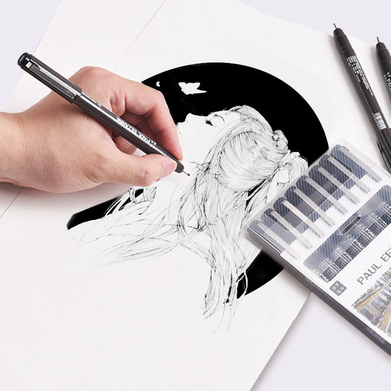 绘画针管手绘勾线笔0.05mm墨线勾边极细学生动漫针管笔