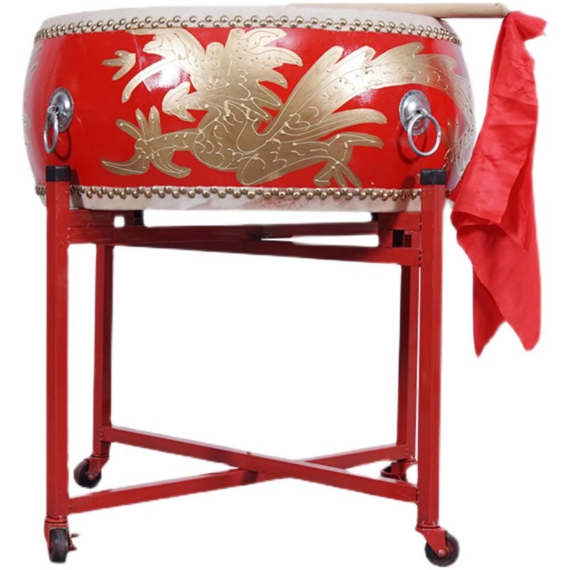 牛皮锣鼓儿童敲打堂鼓中国大红成人表演演出排鼓