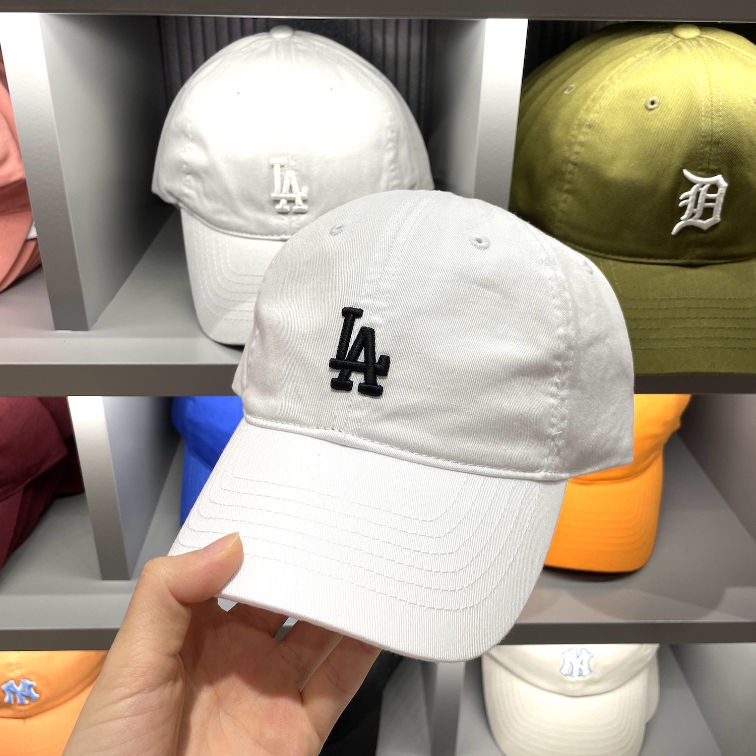 女式白色mlb棒球帽小标软面鸭舌帽帽子码可调节帽子