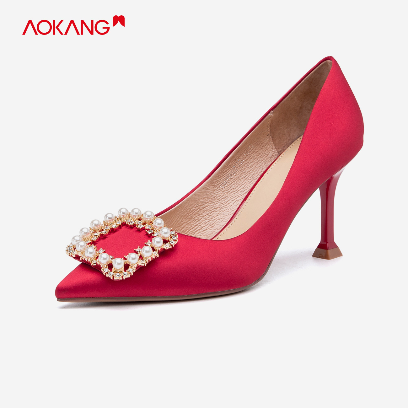 奥康女鞋2021春季新款婚鞋年会新娘鞋秀禾服单鞋