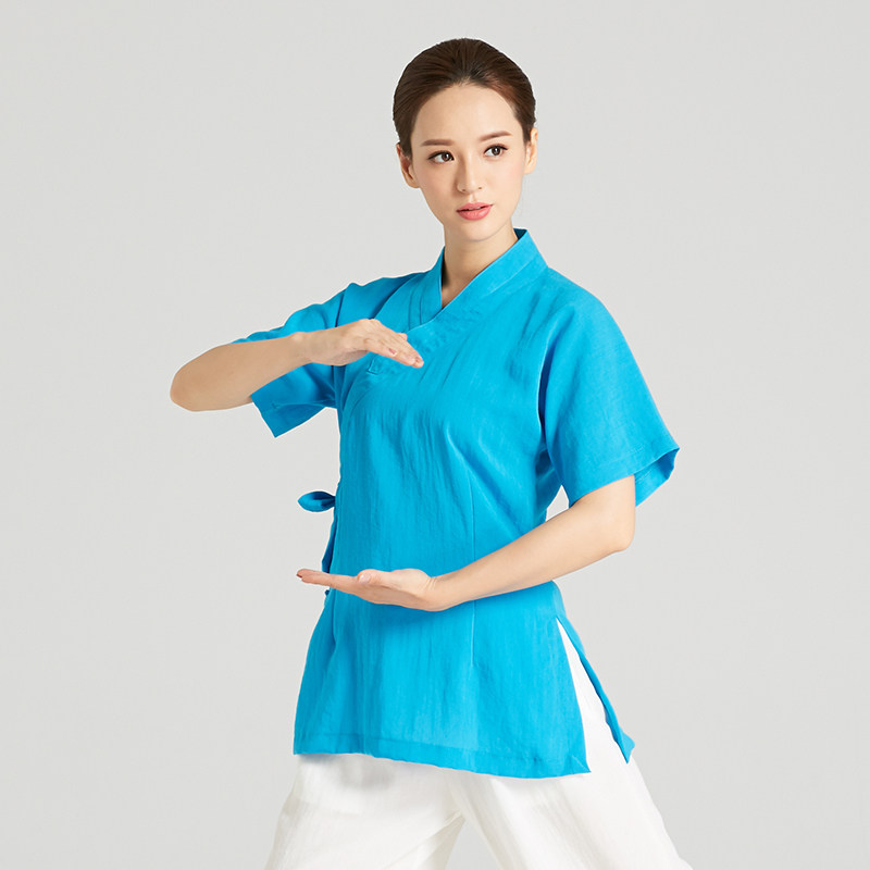 太极武农武当夏季服女道服道袍汉服亚麻斜领太极服