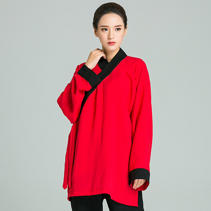 太极武农武当夏季服女道服道袍汉服亚麻斜领太极服