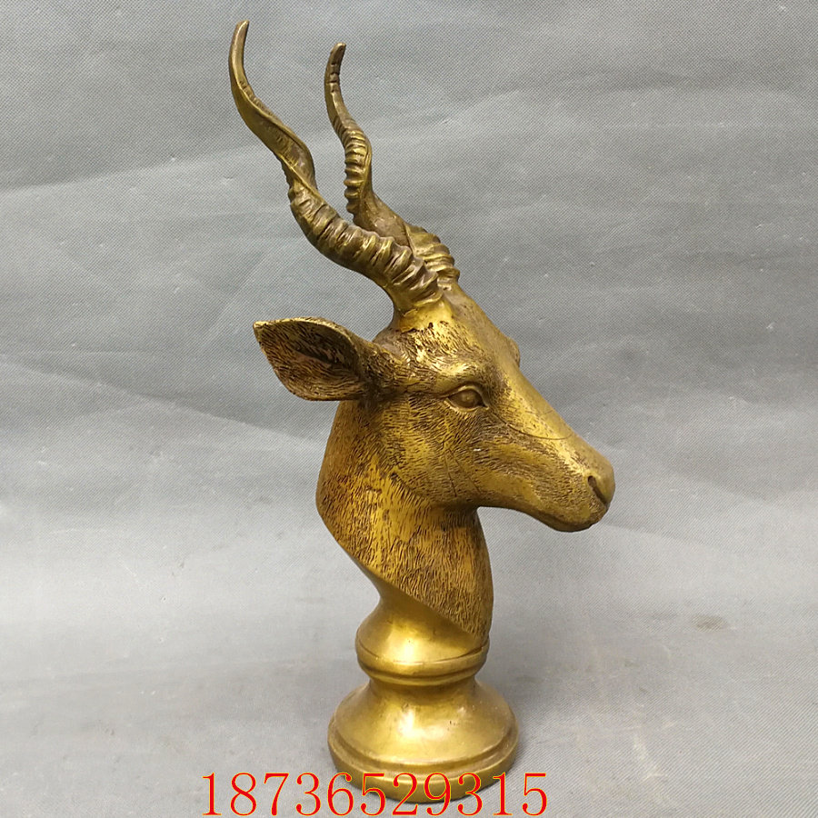 黄铜羚羊羊头摆件羊首铜器家居客厅招财旺运摆件