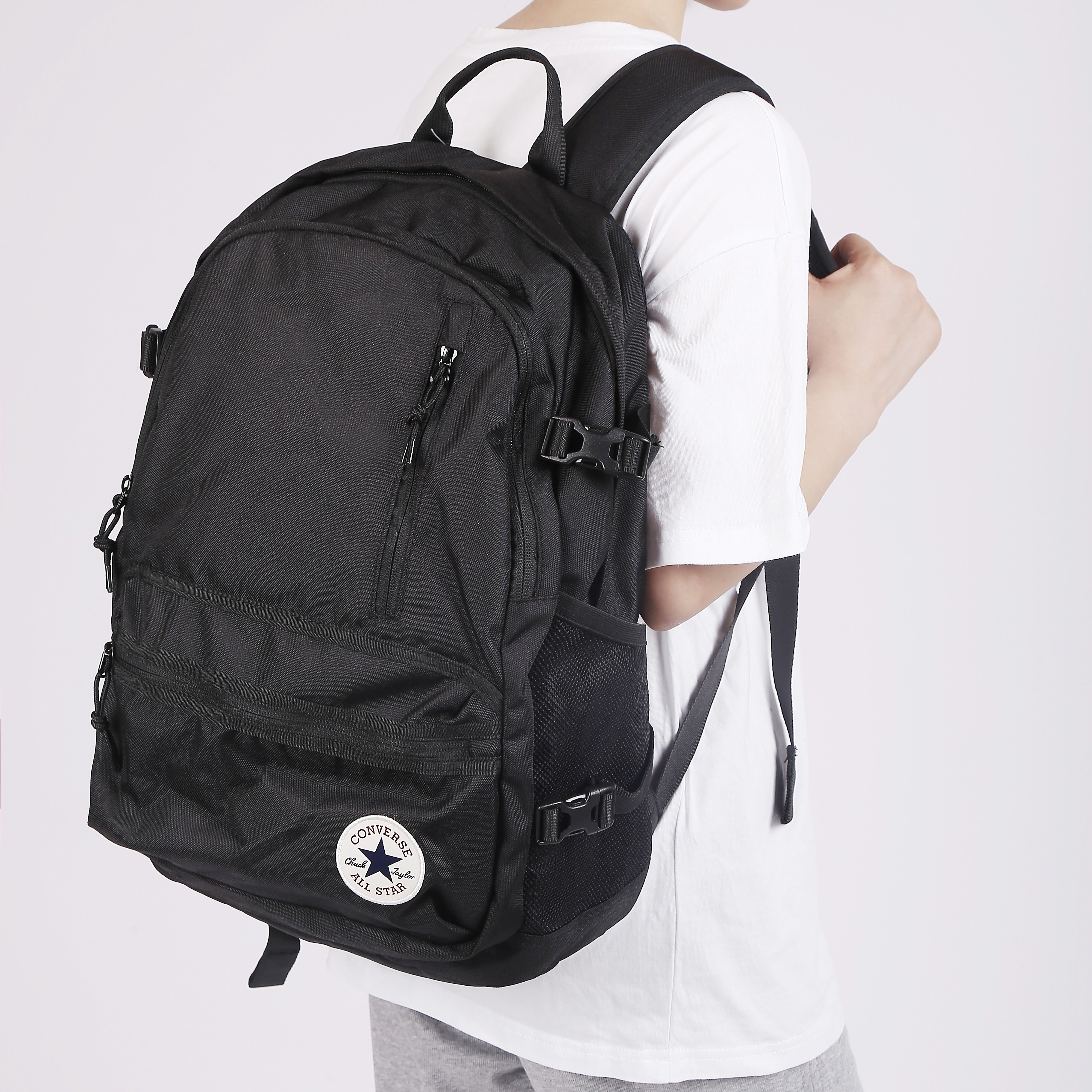 converse匡威经典黑色双肩背包背包男男女休闲书包10020524-a01双肩