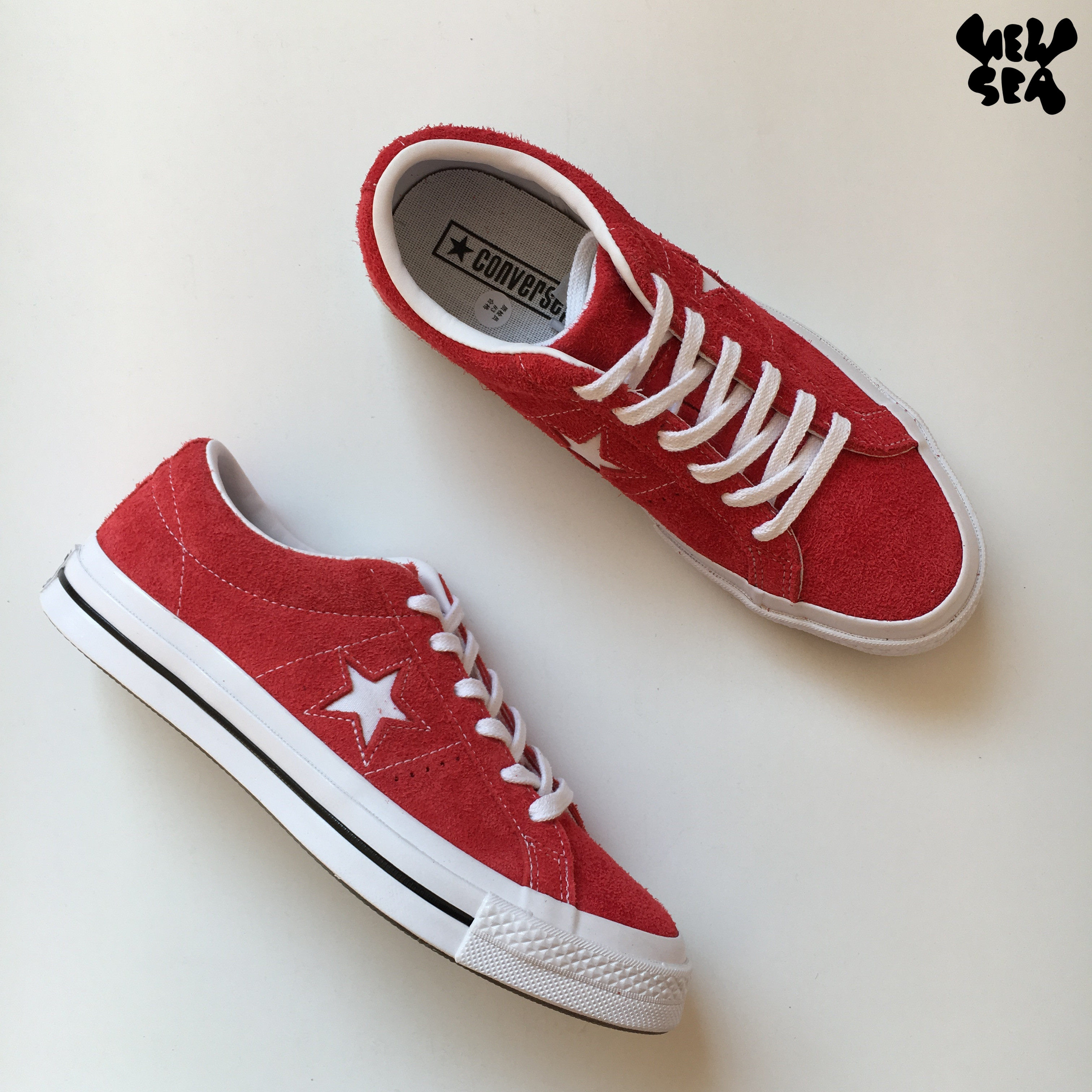 converse匡威onestar74黑色红色毛皮三星星标低帮滑板运动休闲鞋