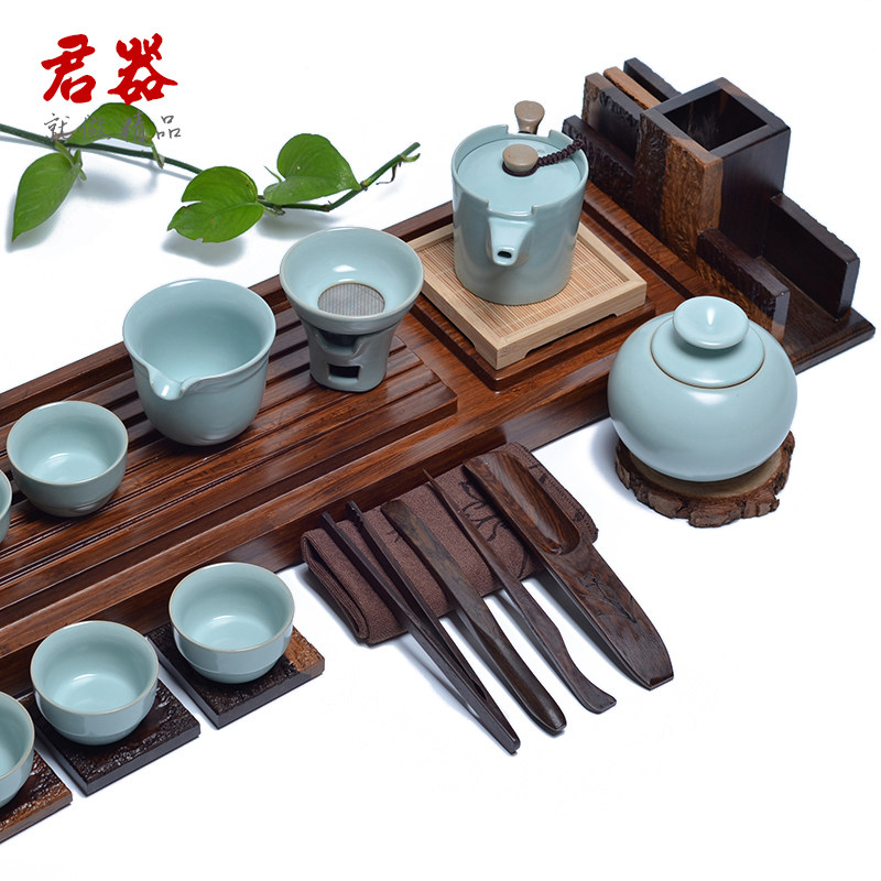 君器檀木茶道配件组合套装整套茶勺茶夹茶垫杯茶道