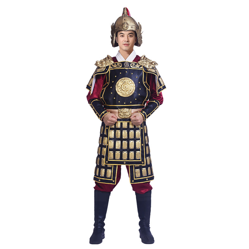 古代士兵盔甲演出服男话剧将军盔甲铠甲战袍中国风影视剧舞台服装
