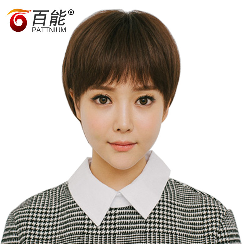 假发发丝女款短发自然逼真刘海青年女式真发整顶假发