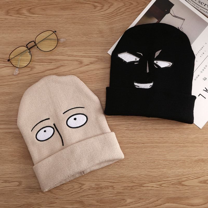 日本动漫一拳超人琦玉老师秋冬毛线针织帽恶头套帽子