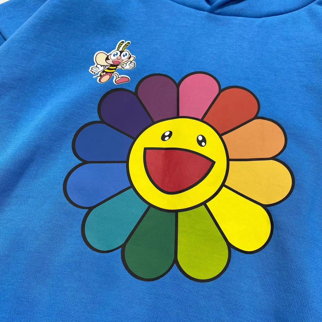 村上隆xpangaia小蜜蜂联名太阳花卫衣男女情侣宽松潮牌连帽衫火