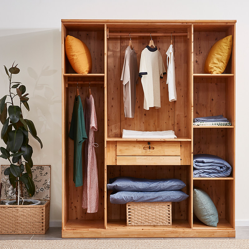 全实木衣柜柏木五门组合衣柜衣橱家用卧室原木中式民宿家具组合