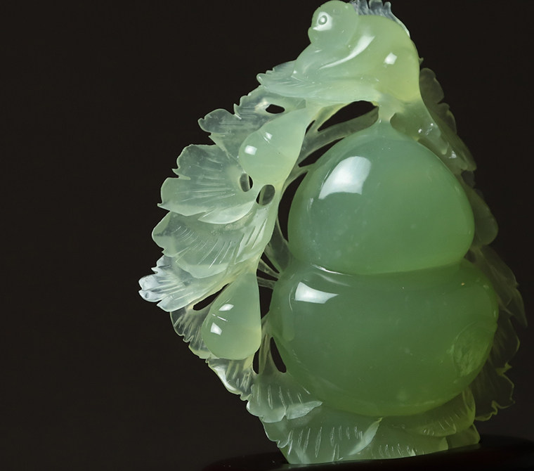 尚品美格天然岫玉摆件精品原石精雕玉葫芦福禄万代工艺礼品ba894