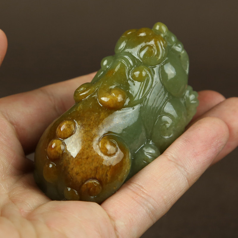 尚品美格东北籽料 天然河磨玉手把件 手工雕刻仿古貔貅文玩把件