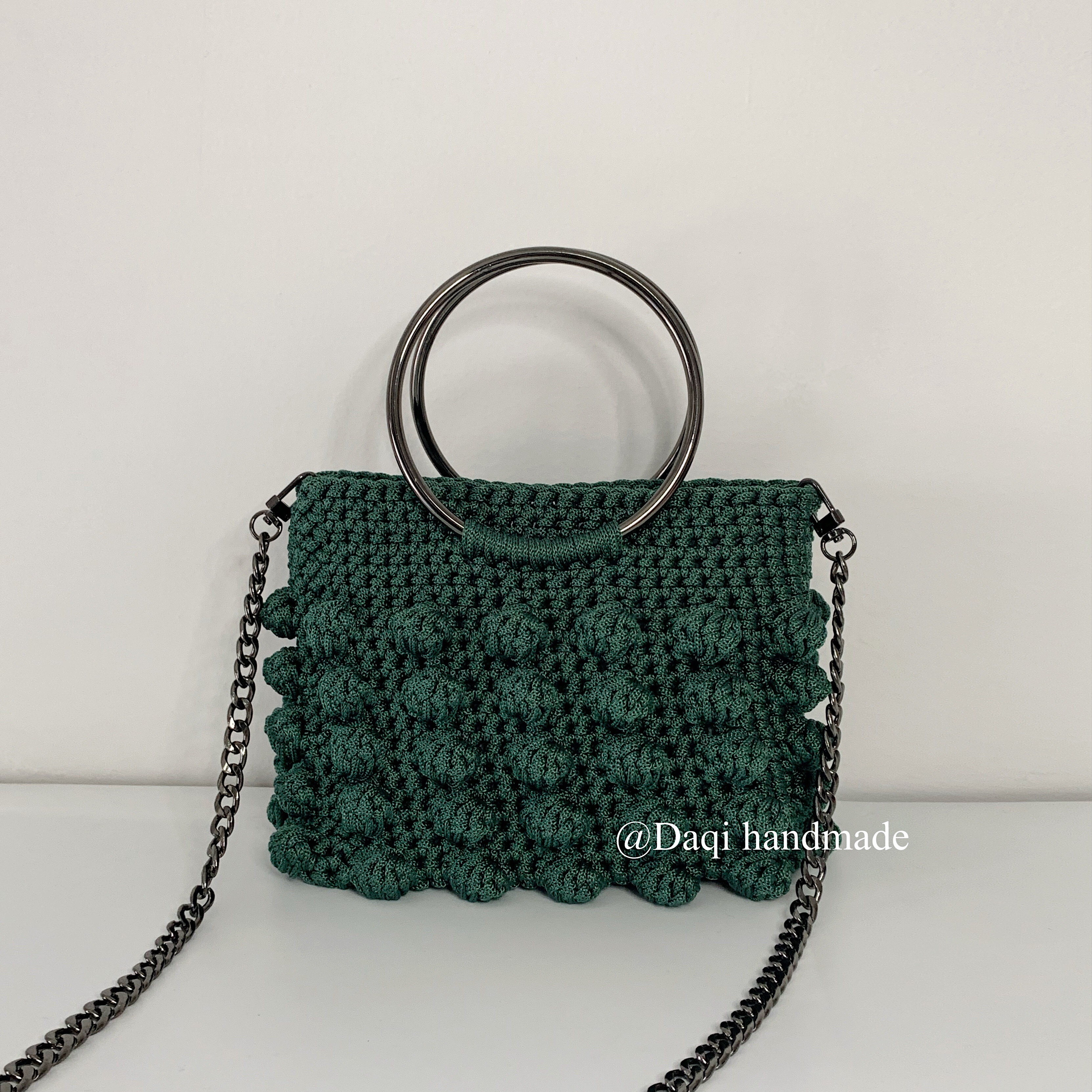 泫雅爆米花毛线diy手提包钩针空心同款包钩针材料通用款女包