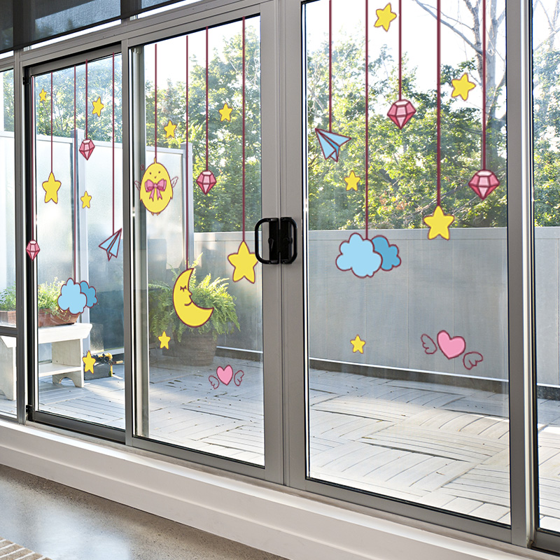 幼儿园窗户玻璃门贴纸儿童墙面装饰窗花卡通贴画墙贴