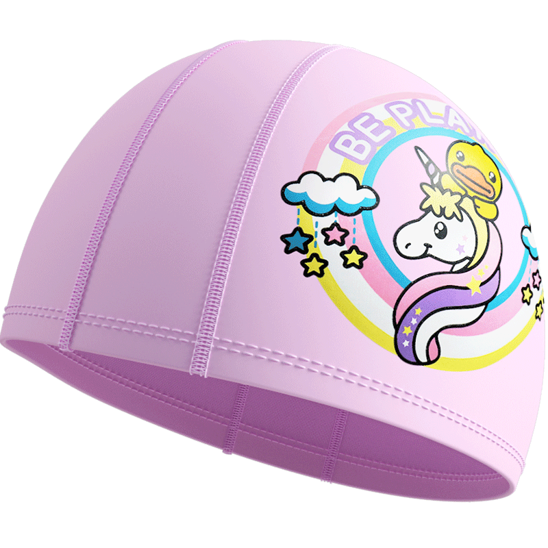 bduck小黄鸭儿童泳帽防水不勒头可爱女童长发游泳帽泳帽