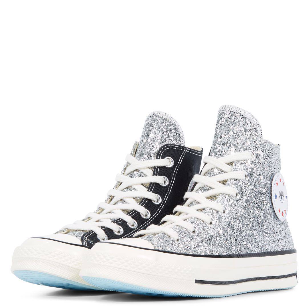 conversechiaraferragni匡威大眼睛联名亮片拼接563831c帆布鞋