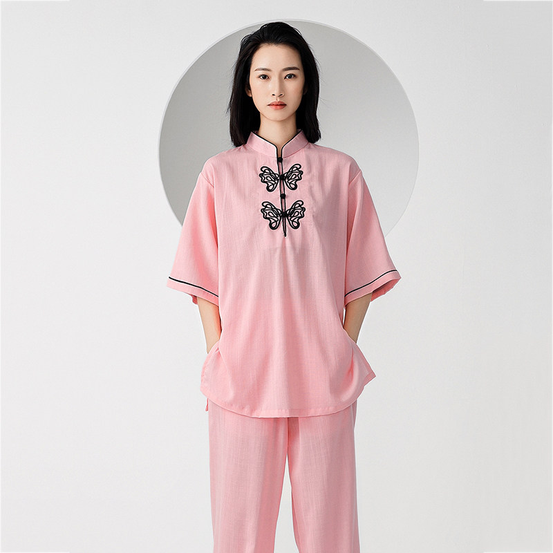 bylure太极服女夏季薄款新品刺绣中国国风功夫太极服