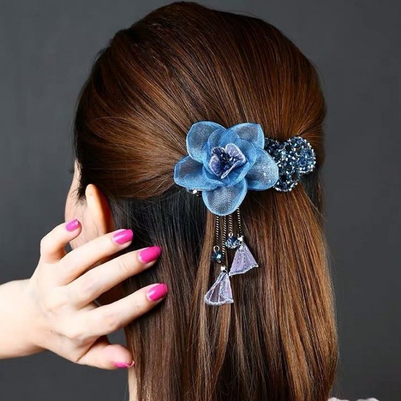 发夹顶夹韩国花朵少女发卡头饰流苏森女马尾发饰