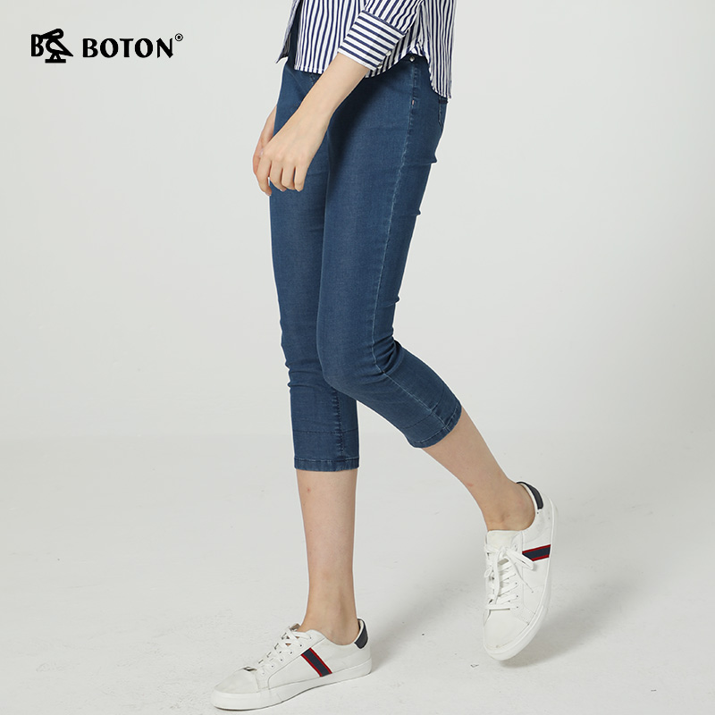 boton/波顿新款牛仔裤夏季七分牛仔裤女修身显瘦lf597219