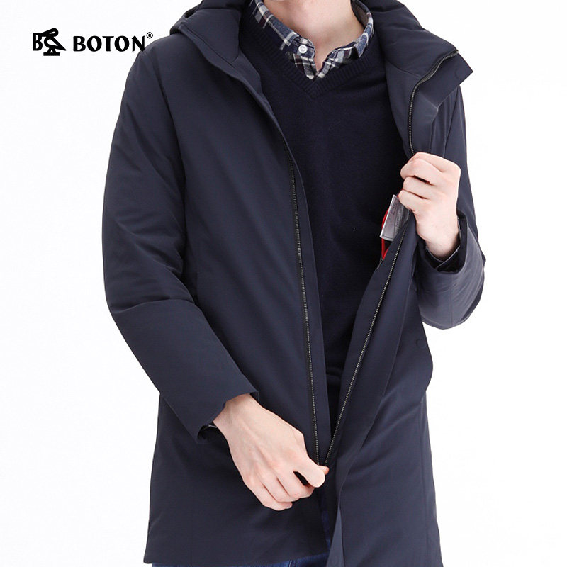 boton波顿羽绒服冬季带帽中长轻薄羽绒潮流保暖羽绒服