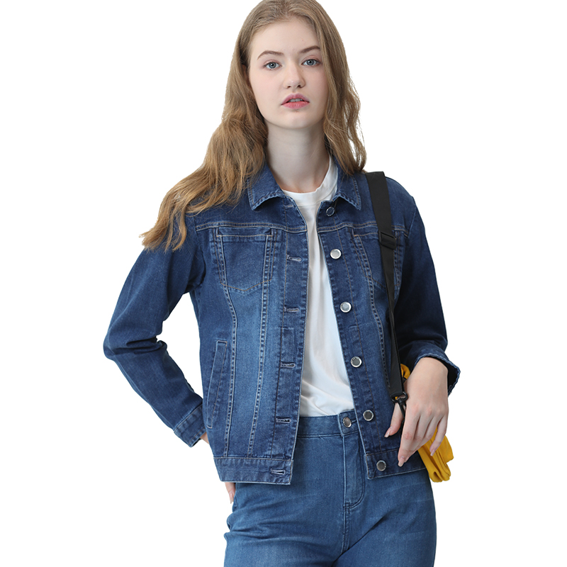 boton/波顿新款时尚宽松牛仔外套女纯色休闲上衣外套女lj859120