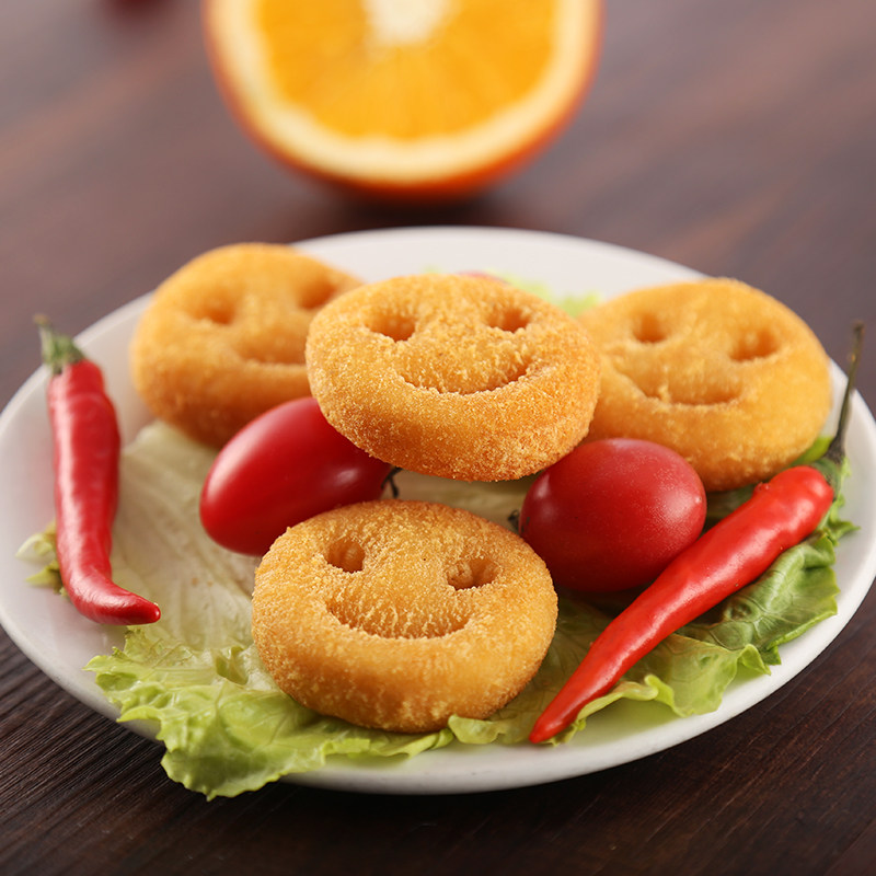 蓝顿旭美开心薯2kg 笑脸薯饼 约130个左右 开心薯饼 冷冻薯条2kg